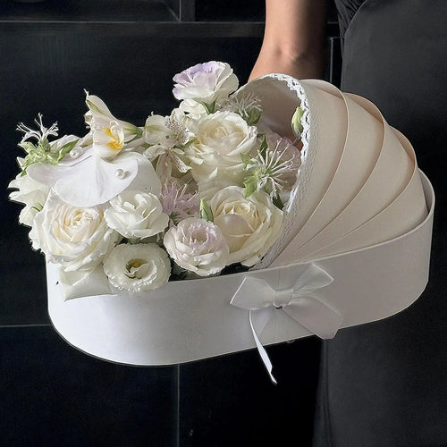 Baby Shower Cradle Floral Gift Box — Fillable Flower Basket for Baby Showers & Celebrations