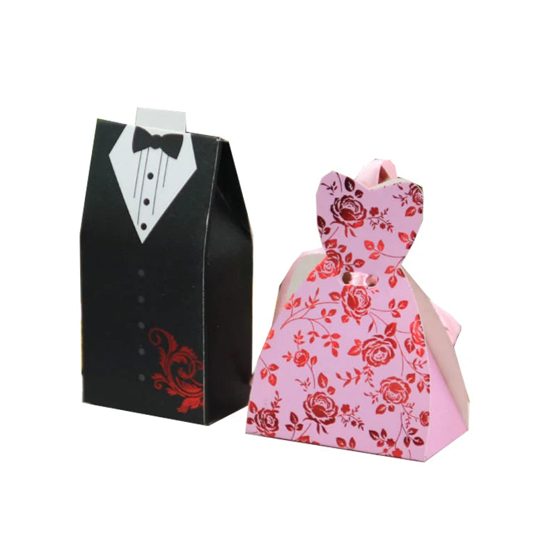 Bride and Groom Candy Favour Boxes with Ribbon — Wedding Favour Bags (Pack of 20 or 30)