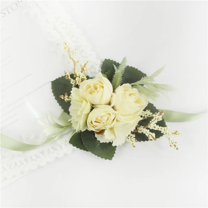 Silk Rose Wrist Corsage & Boutonniere