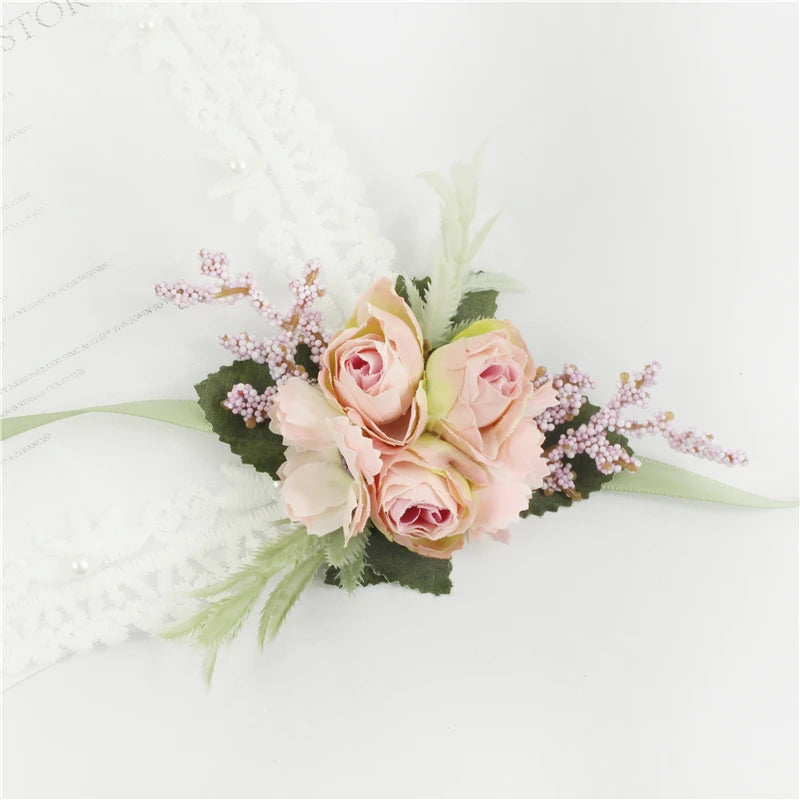 Silk Rose Wrist Corsage & Boutonniere