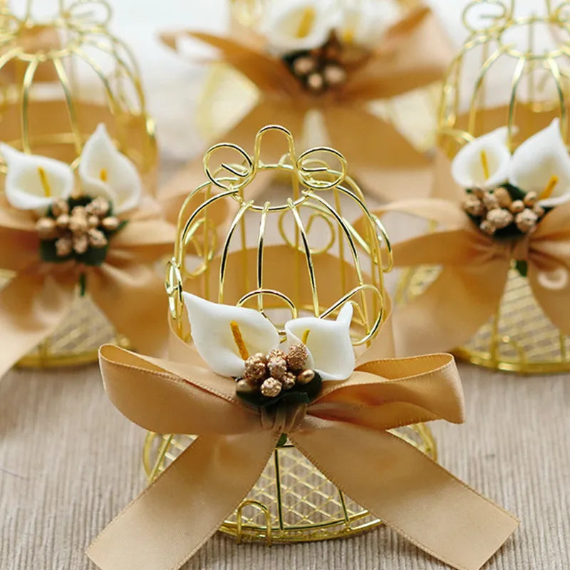 Golden Bell Candy Gift Boxes with Ribbon — Wedding & Party Favours