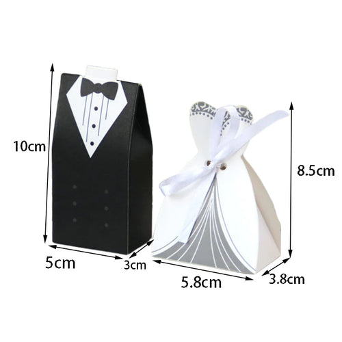 Bride and Groom Candy Favour Boxes with Ribbon — Wedding Favour Bags (Pack of 20 or 30)
