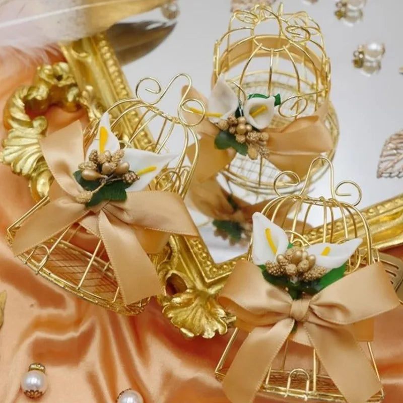 Golden Bell Candy Gift Boxes with Ribbon — Wedding & Party Favours