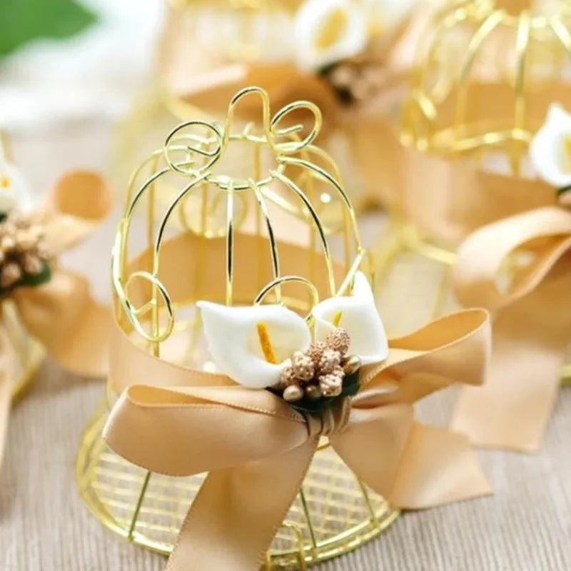 Golden Bell Candy Gift Boxes with Ribbon — Wedding & Party Favours