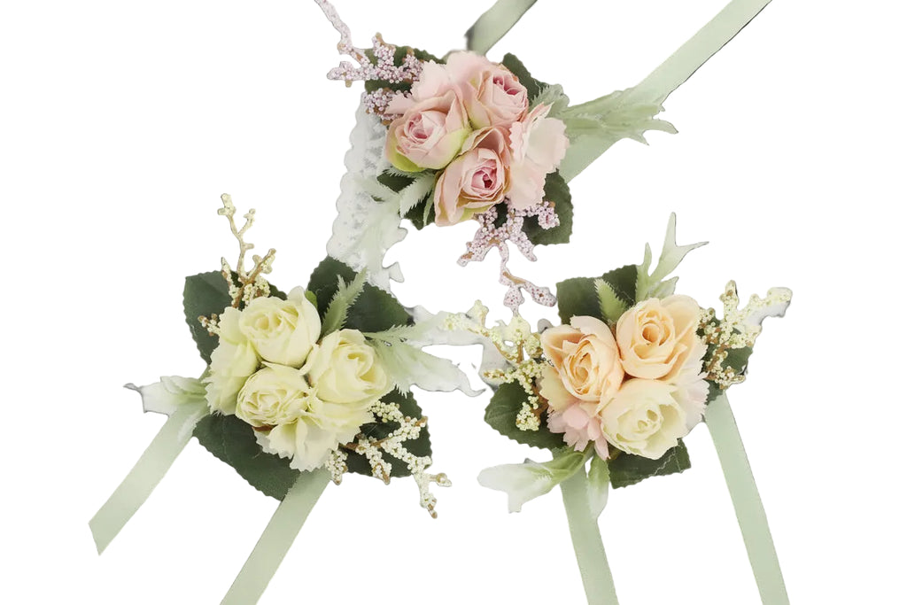 Silk Rose Wrist Corsage & Boutonniere