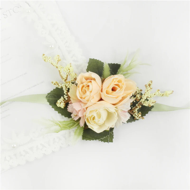 Silk Rose Wrist Corsage & Boutonniere