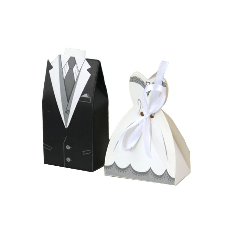 Bride and Groom Candy Favour Boxes with Ribbon — Wedding Favour Bags (Pack of 20 or 30)