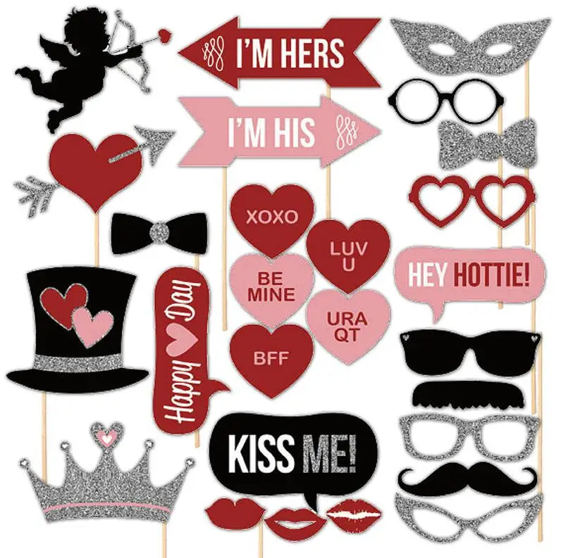 Wedding Photo Booth Props Set (27 Pieces)