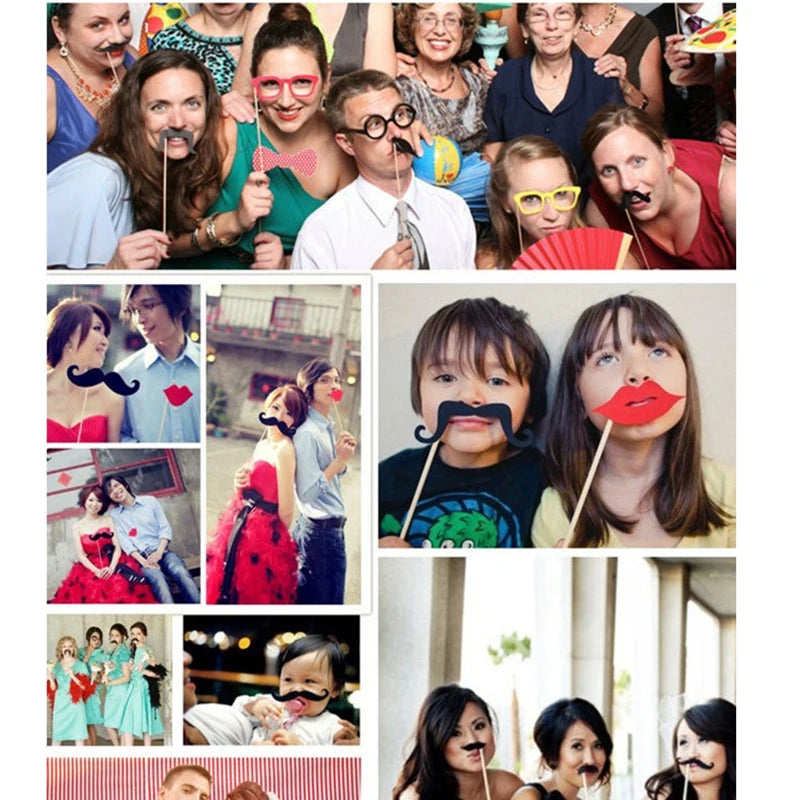Wedding Photo Booth Props Set (27 Pieces)
