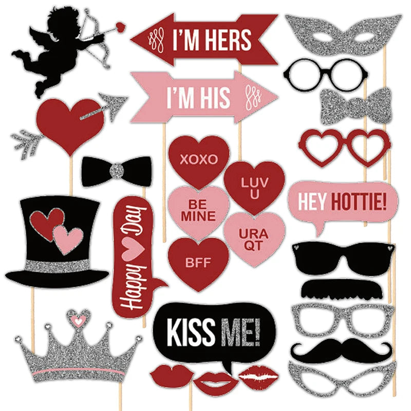 Wedding Photo Booth Props Set (27 Pieces)