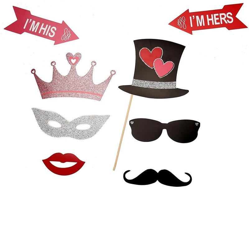 Wedding Photo Booth Props Set (27 Pieces)