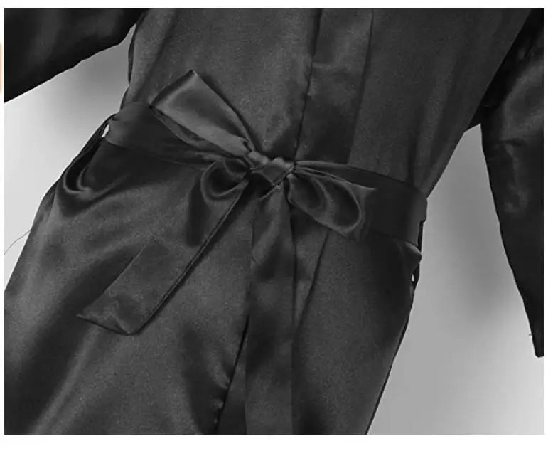 Satin Bridal Party Robe – Getting Ready Robes with Silver Grey Writing