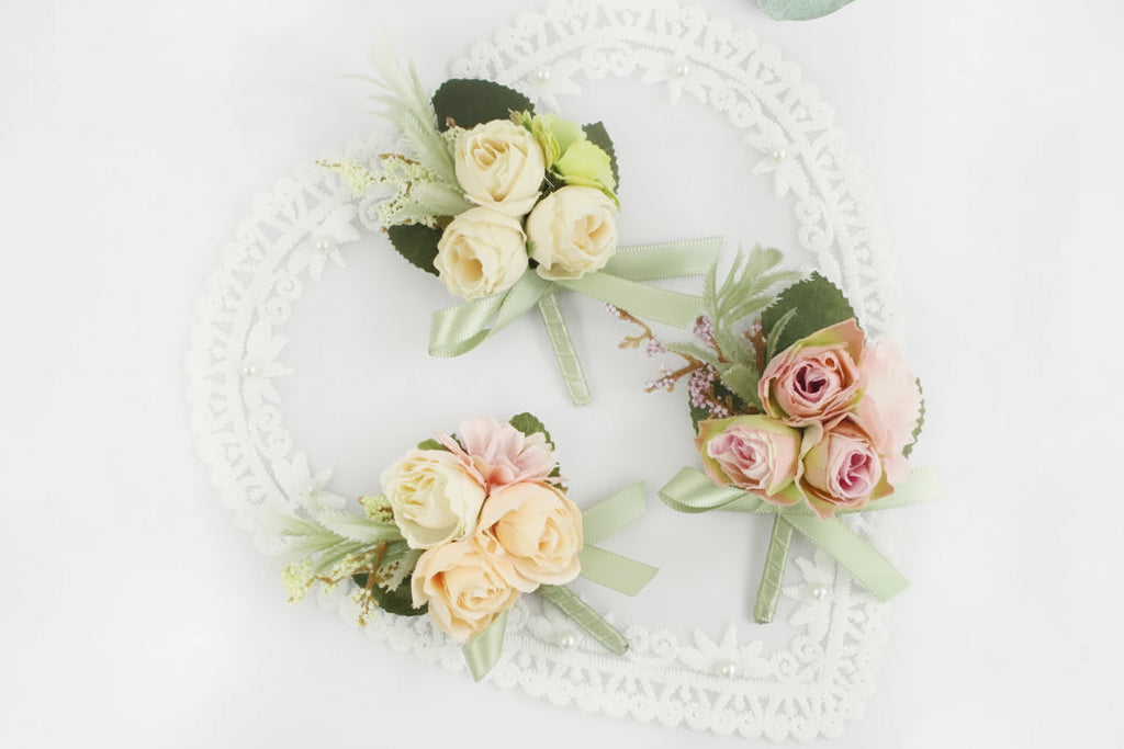 Silk Rose Wrist Corsage & Boutonniere