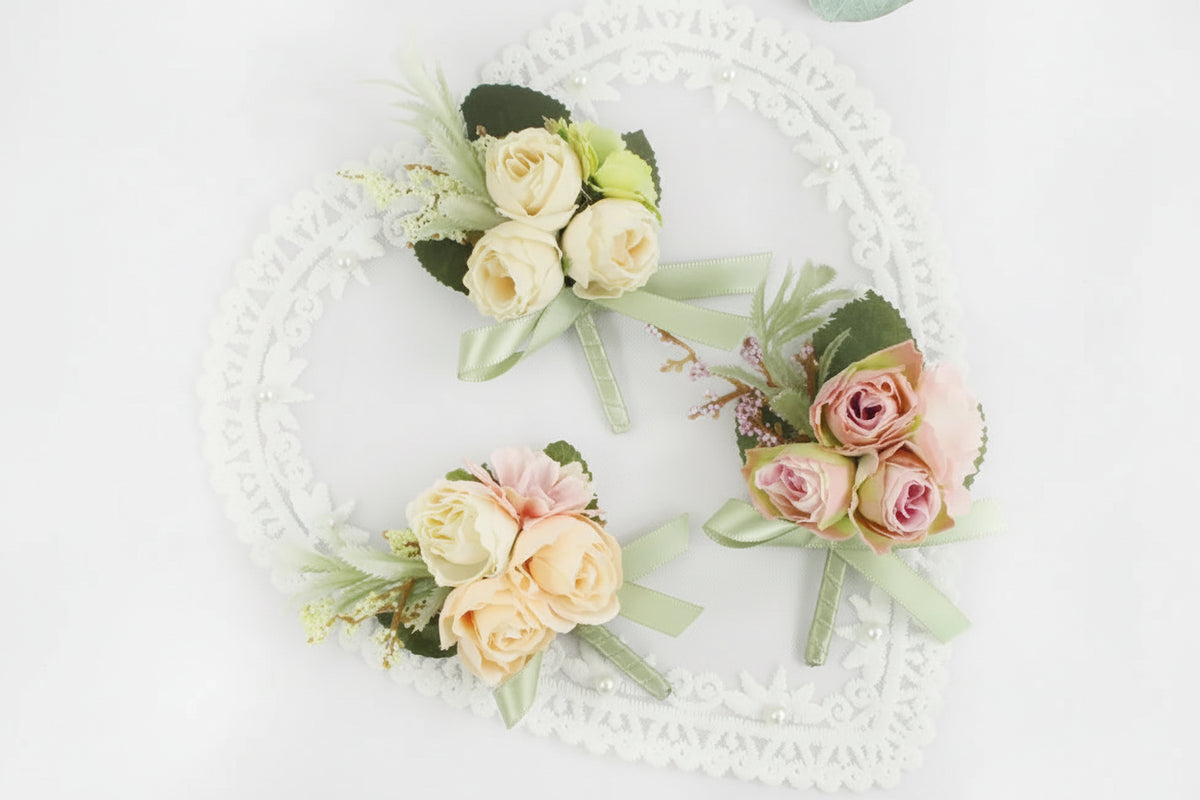 Silk Rose Wrist Corsage & Boutonniere