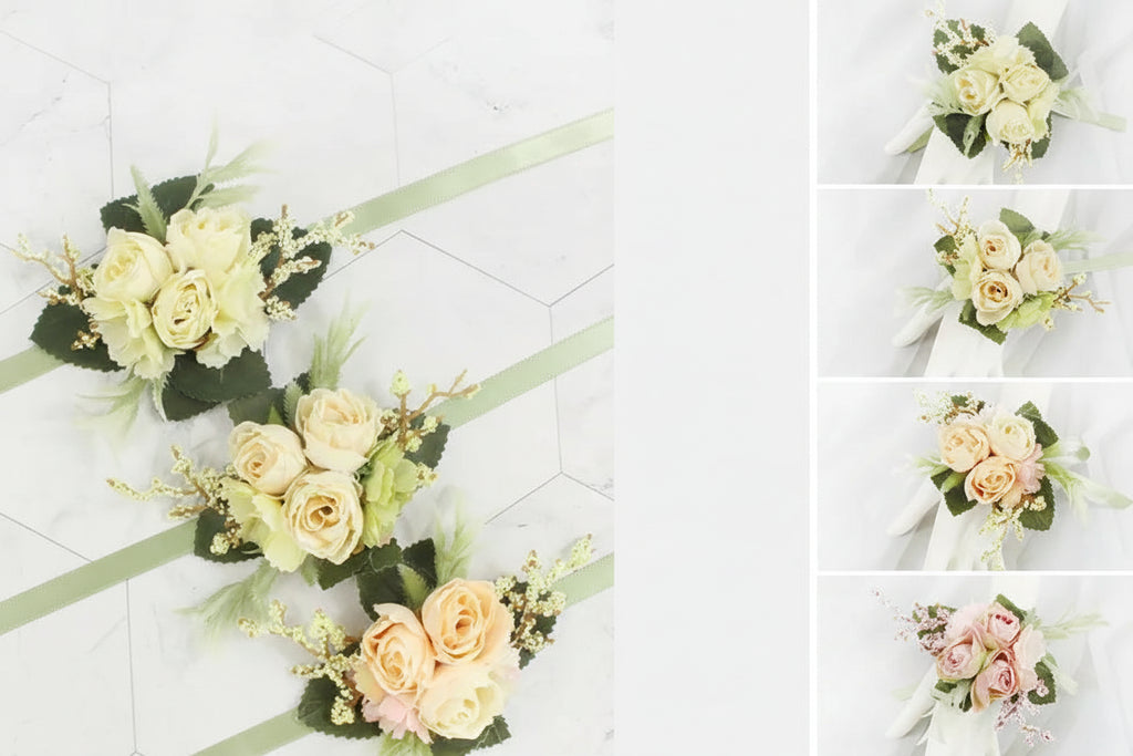 Silk Rose Wrist Corsage & Boutonniere