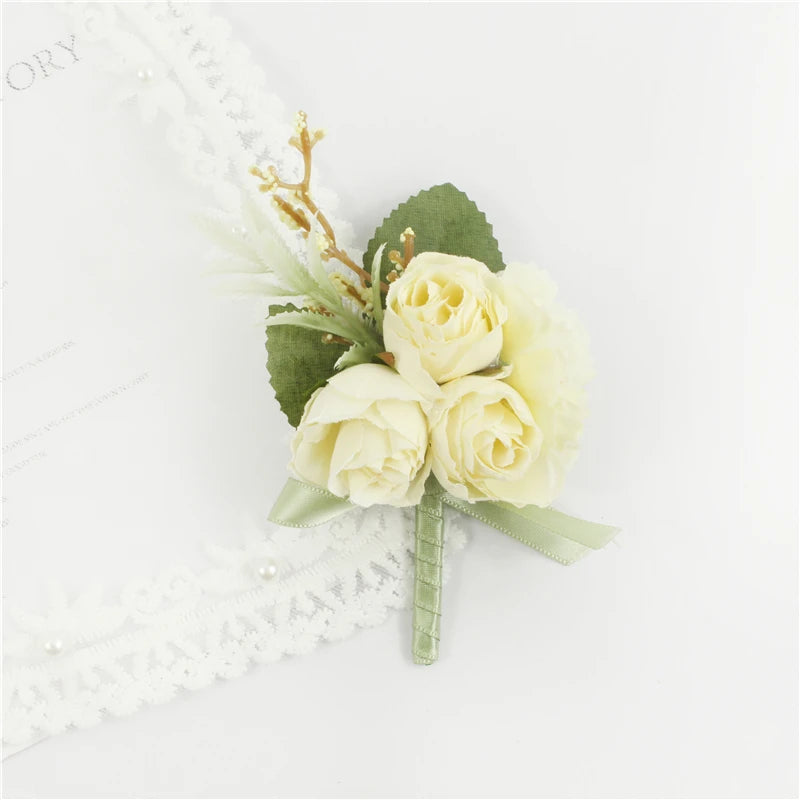 Silk Rose Wrist Corsage & Boutonniere