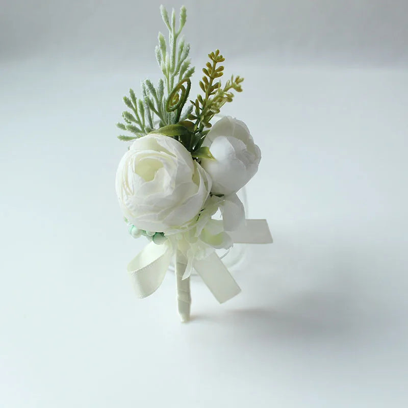Silk Rose Wrist Corsage & Boutonniere