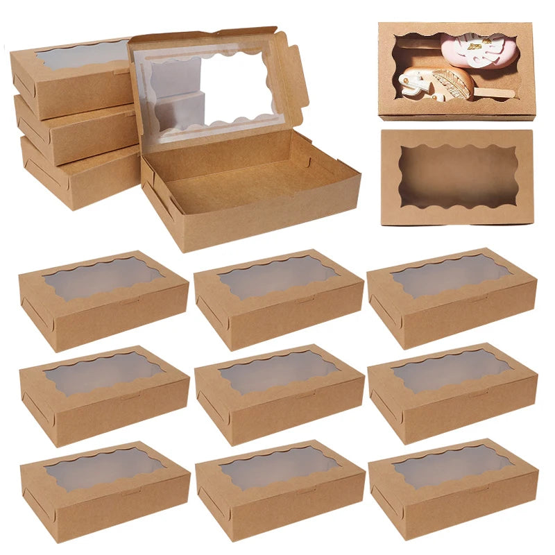 Kraft Window Gift Boxes — Candy, Cookie & Bakery Packaging (5, 10 or 20 Pack)
