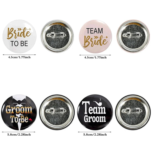 Bride to Be & Team Bride Groom Button Badge Set