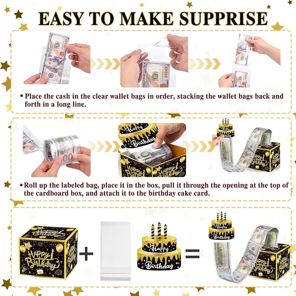 Birthday Cash Gift Box — Funny Surprise Money Pulling Box for Men & Women