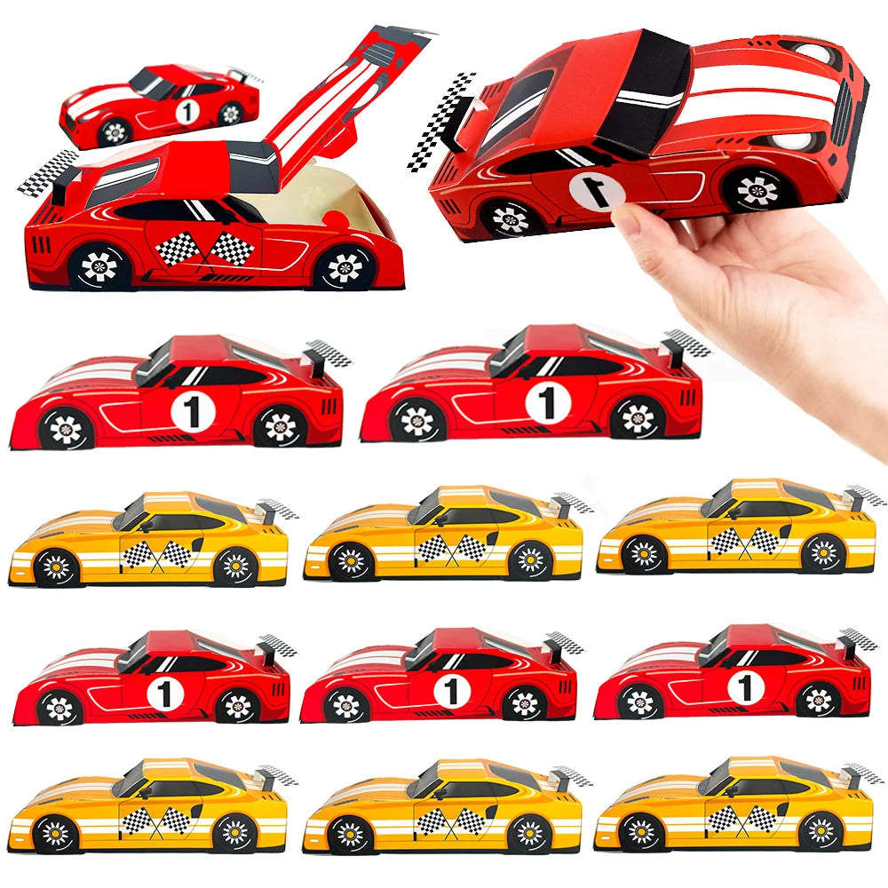 Racing Car Theme Party Gift Boxes — Kids Birthday Favour Boxes (10, 20 or 30 Pack)