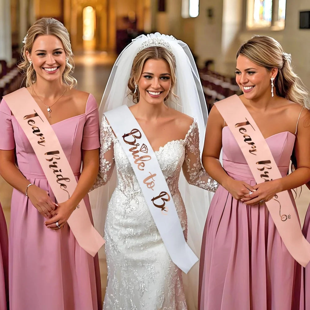 Rose Gold Hen Party Sash Set – Bride To Be & Team Bride Sashes