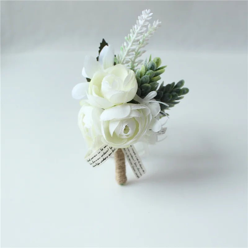 Silk Rose Wrist Corsage & Boutonniere