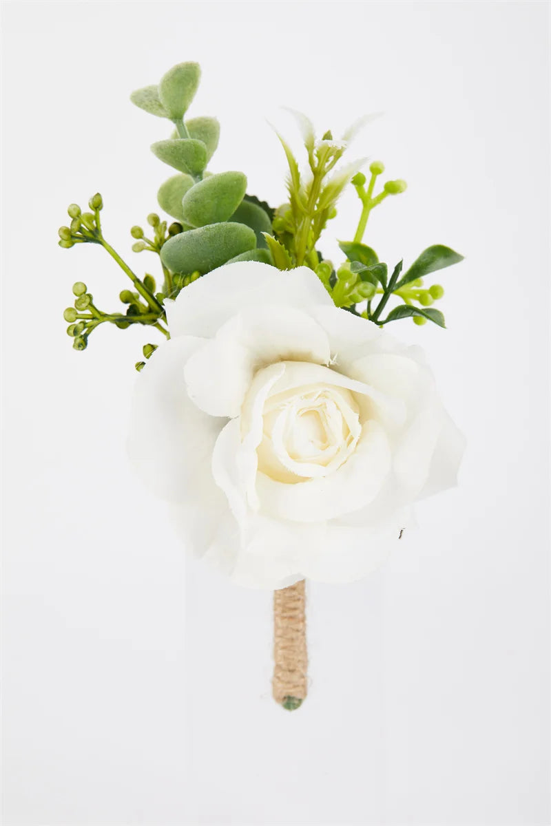 Silk Rose Wrist Corsage & Boutonniere