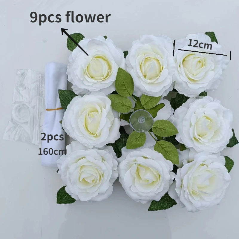 White Rose Silk Flower Wedding Car Decoration Set