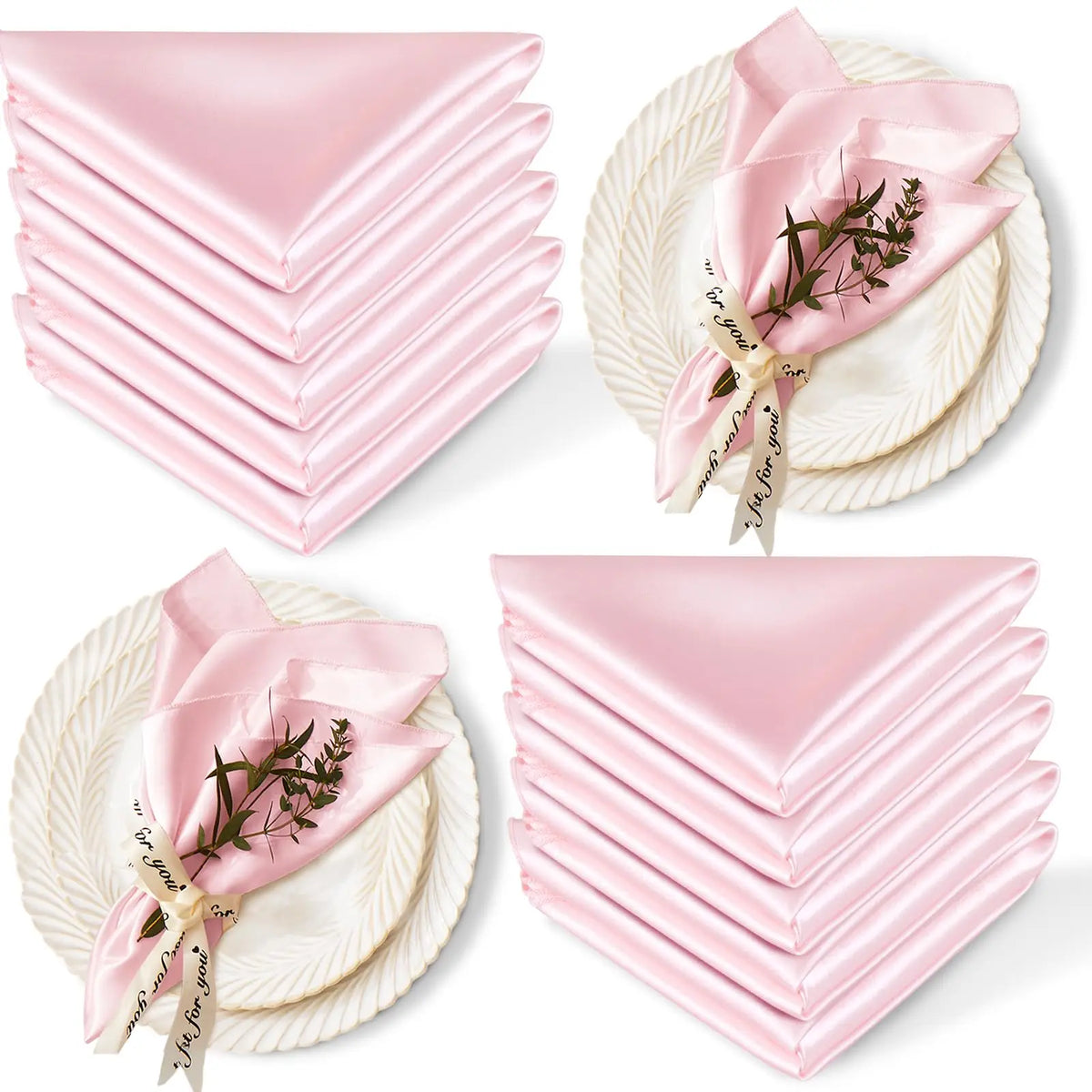 Satin Dinner Napkins 30x30cm — Wedding and Party Table Decoration (Pack of 24)