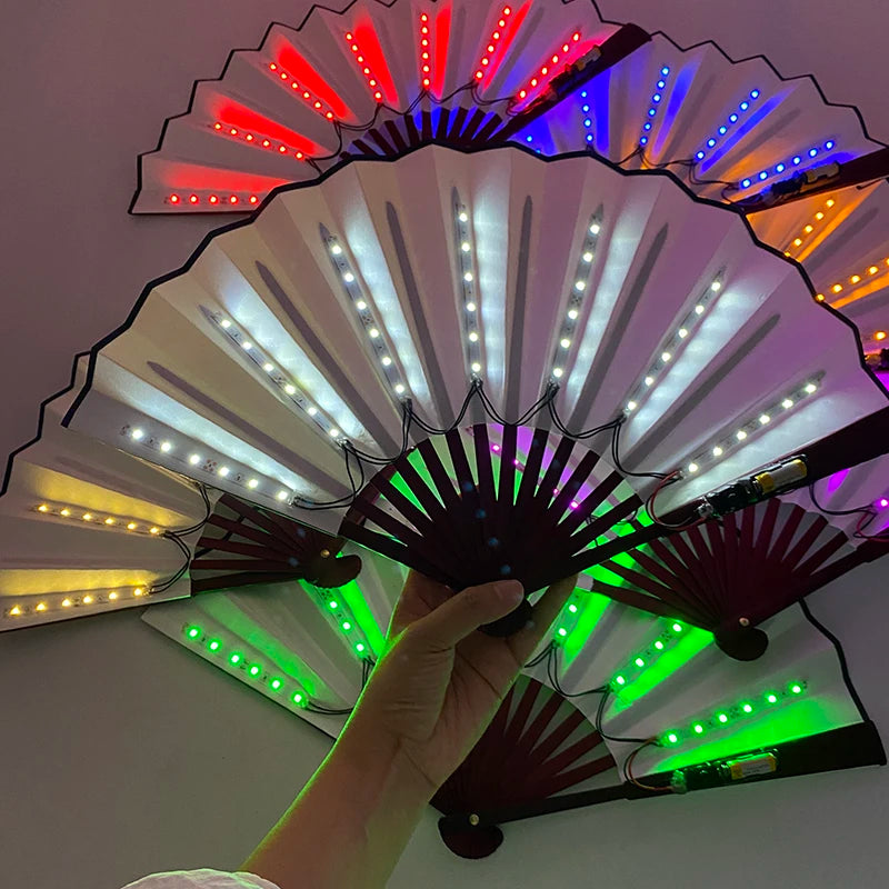 LED Folding Fan | Glow Hand Fan for Rave, Party & Stage Performance