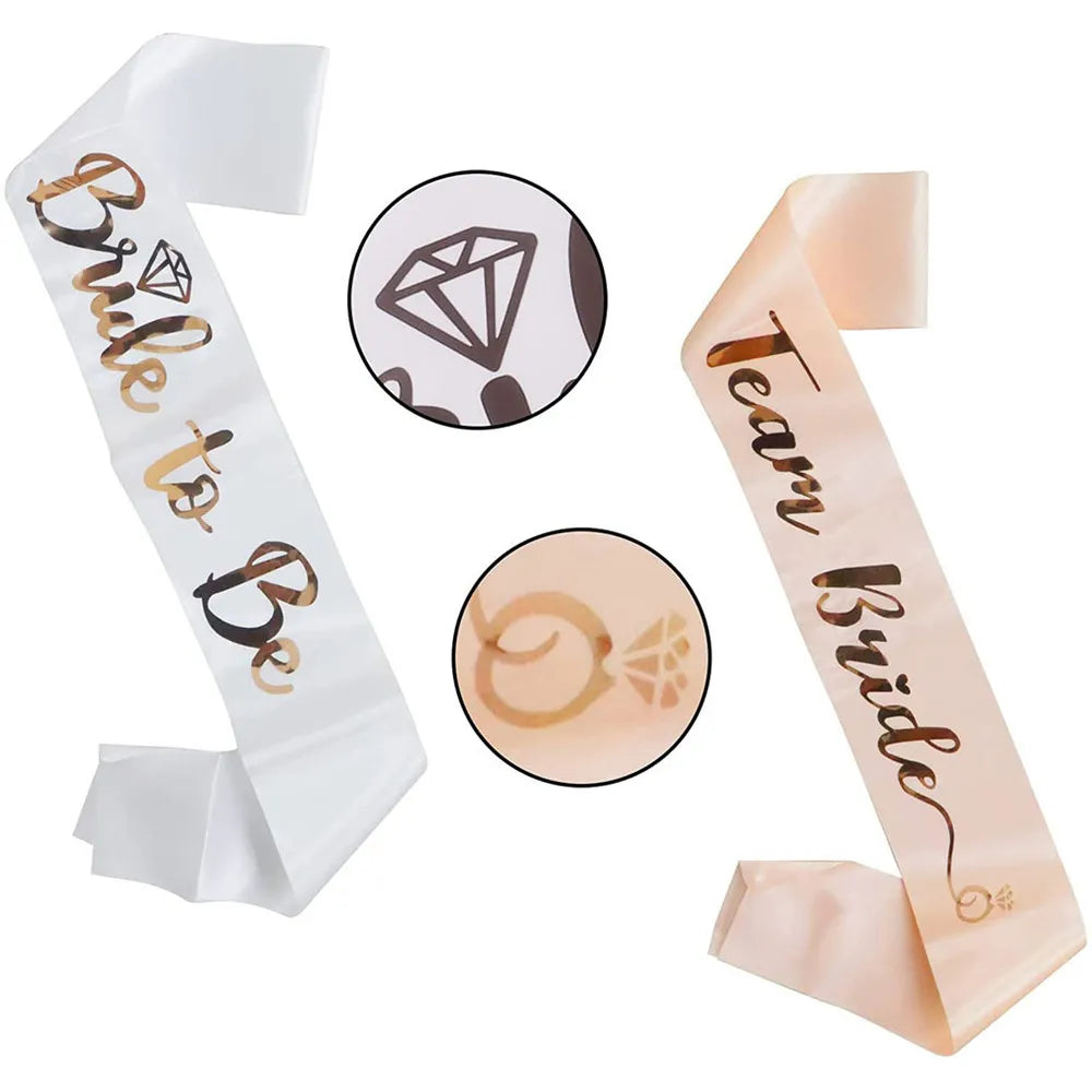 Rose Gold Hen Party Sash Set – Bride To Be & Team Bride Sashes