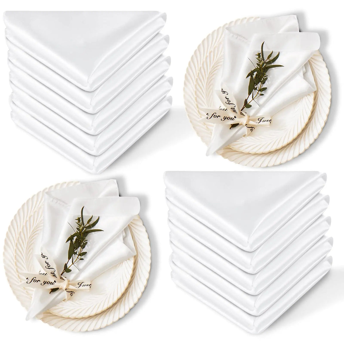 Satin Dinner Napkins 30x30cm — Wedding and Party Table Decoration (Pack of 24)