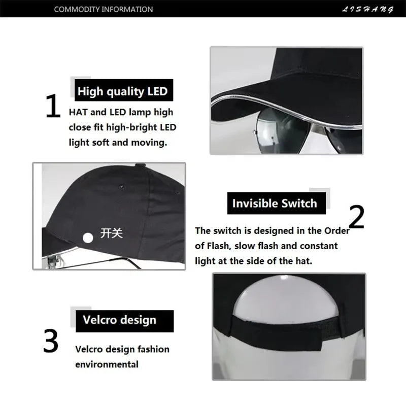 LED Baseball Cap | Glow Party Hat for Festivals, Weddings & Events