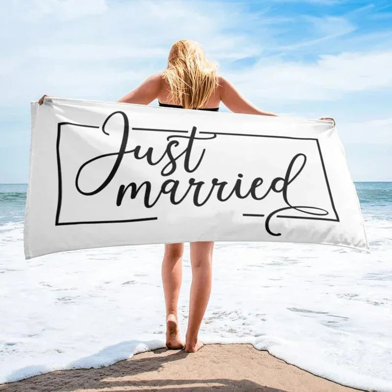 Just Married Beach Towel – Newlywed Honeymoon Gift