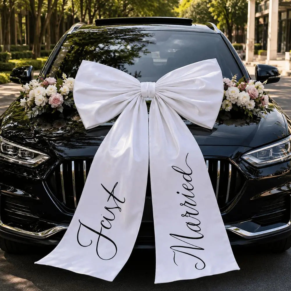 Elegant Large Wedding Car Bow — Just Married Car Decoration