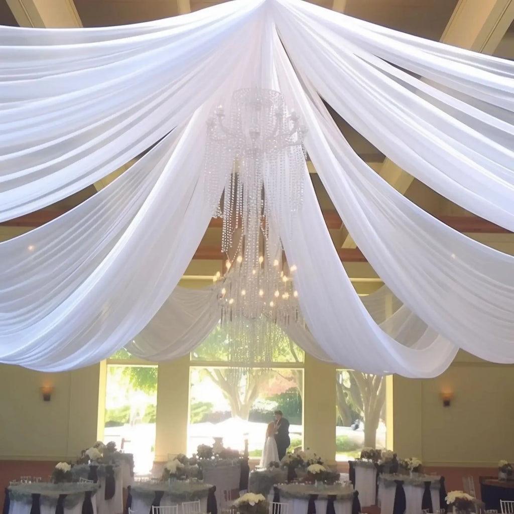 Wedding Ceiling Drape Curtains — Sheer Fabric Backdrop for Wedding and Event Decoration
