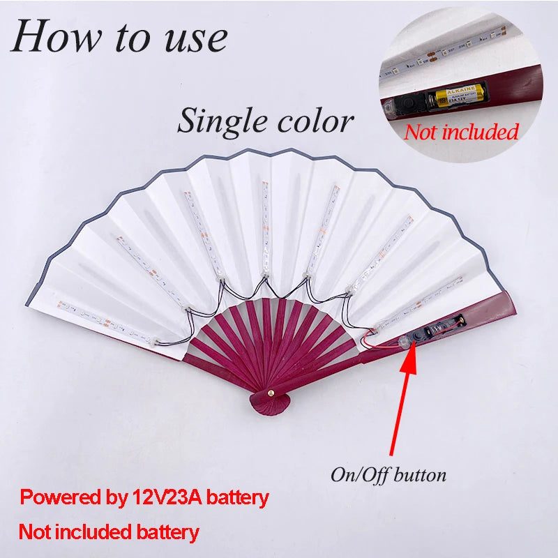 LED Folding Fan | Glow Hand Fan for Rave, Party & Stage Performance