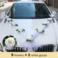 White Rose Silk Flower Wedding Car Decoration Set