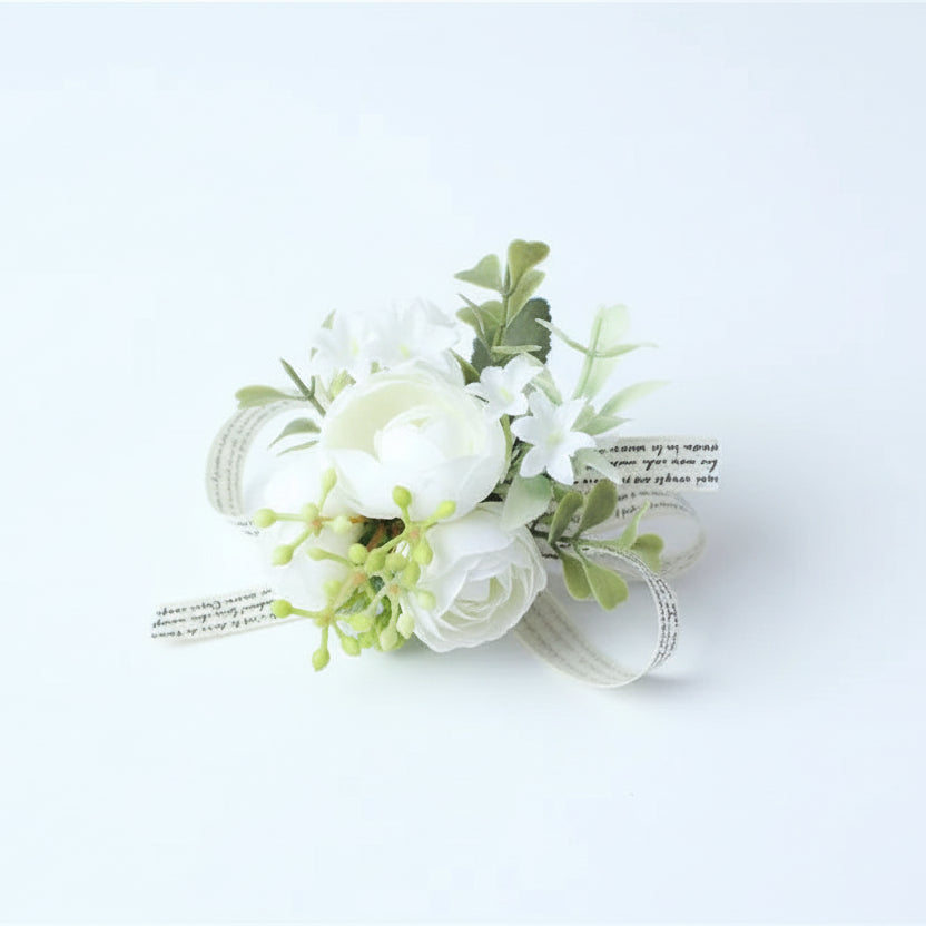 Silk Rose Wrist Corsage & Boutonniere