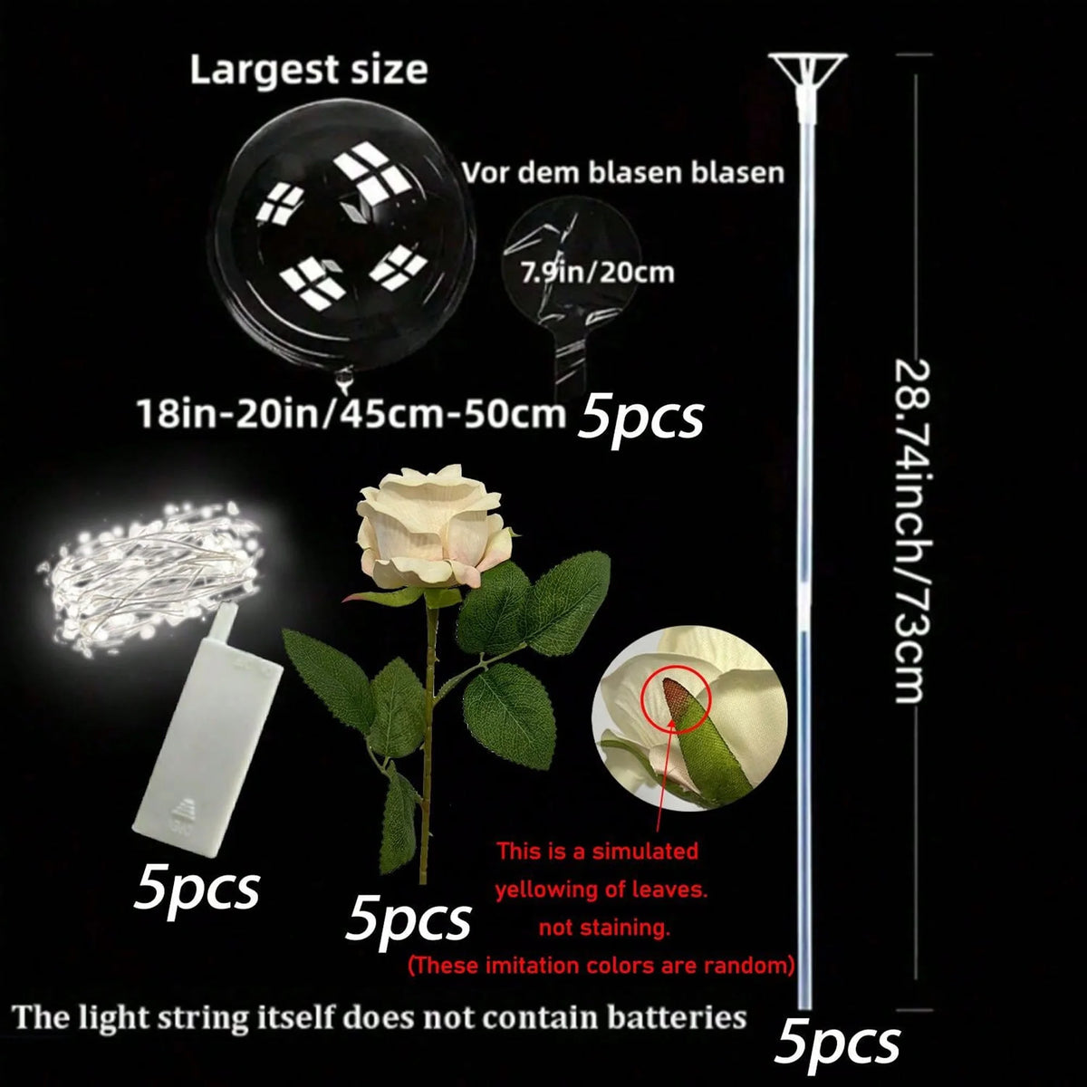 LED Rose Bouquet with Light-Up Balloon | Wedding & Party Decoration