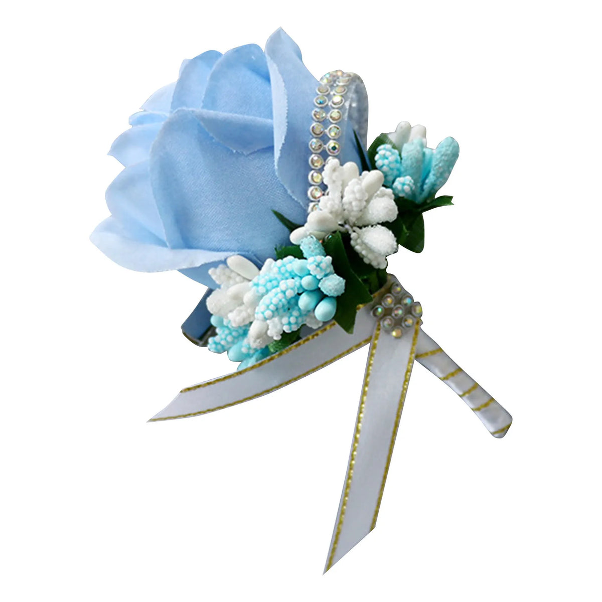 Wedding Boutonniere & Wrist Corsage – Artificial Silk Rose Buttonhole for Groom & Bridal Party