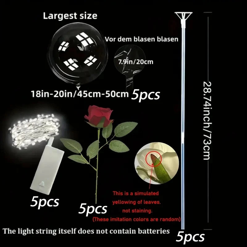 LED Rose Bouquet with Light-Up Balloon | Wedding & Party Decoration