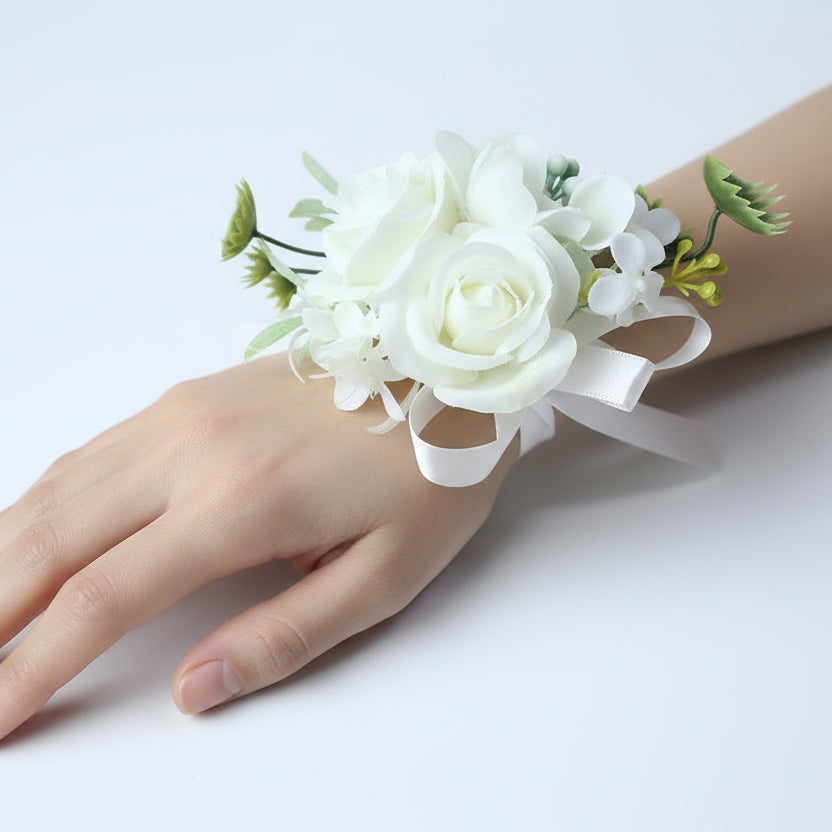 Silk Rose Wrist Corsage & Boutonniere