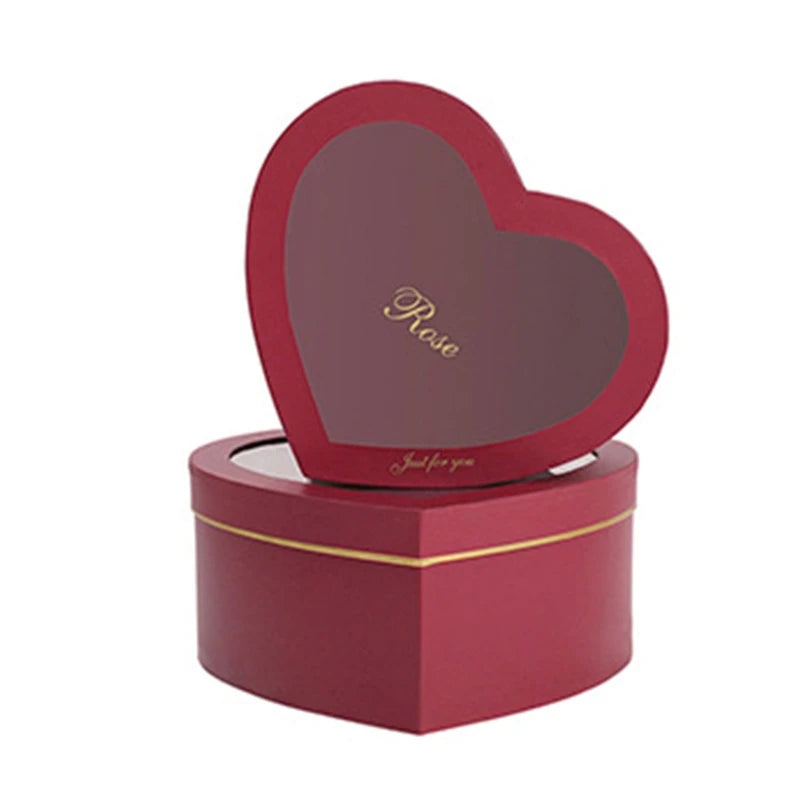 Heart Shaped Luxury Flower Box — Transparent Lid (Set of 2)