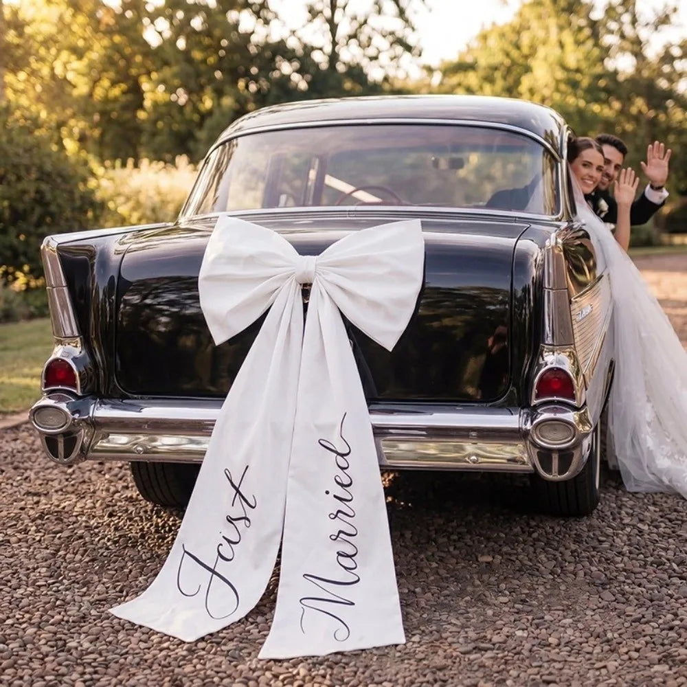 Elegant Large Wedding Car Bow — Just Married Car Decoration