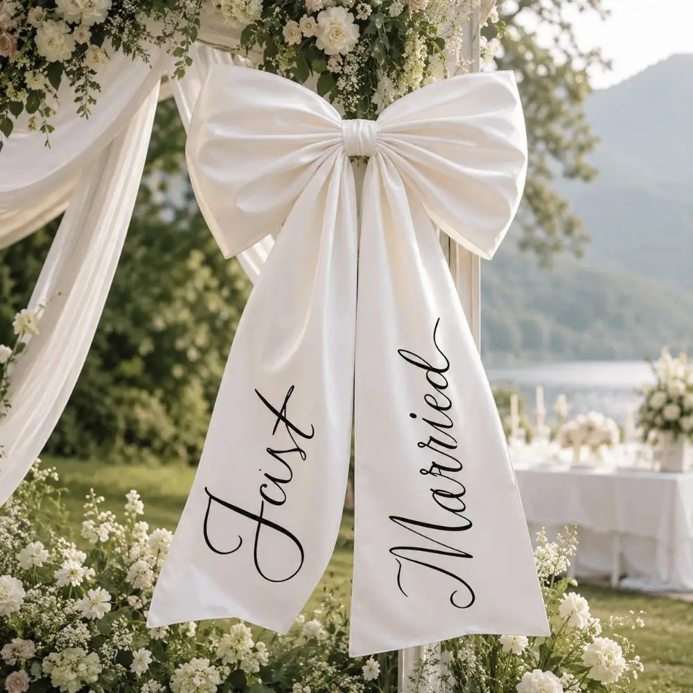 Elegant Large Wedding Car Bow — Just Married Car Decoration