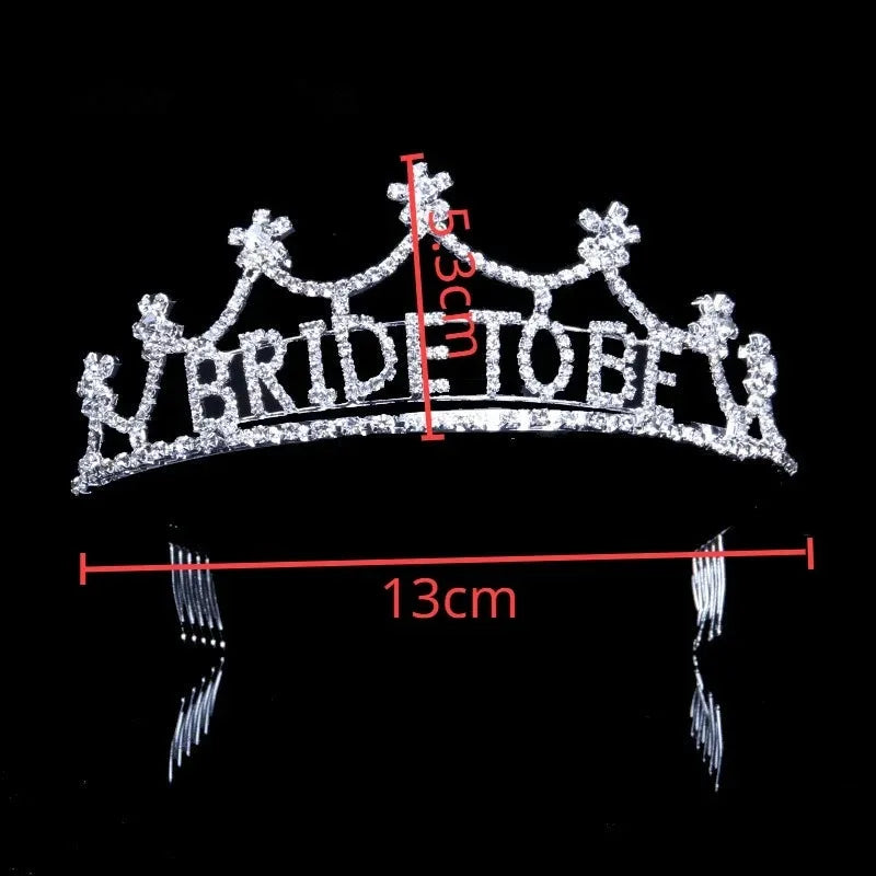 Rhinestone Bride To Be Crown & Sash Set