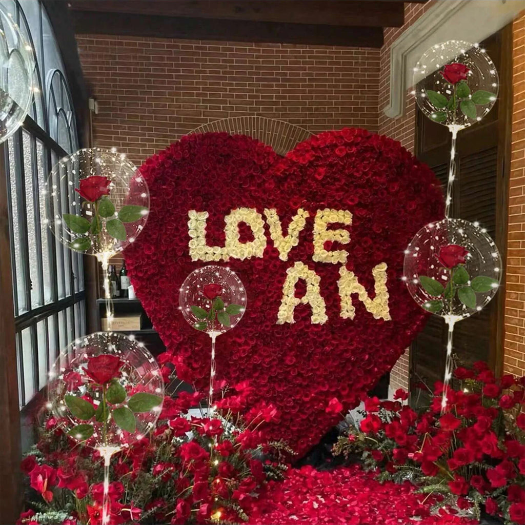 LED Rose Bouquet with Light-Up Balloon | Wedding & Party Decoration
