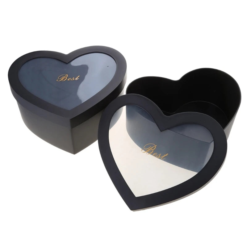 Heart Shaped Luxury Flower Box — Transparent Lid (Set of 2)